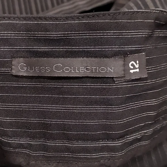 Guess Collections Black with Gray Pinstripe Wide Leg Pants Size 12 - Picture 7 of 9